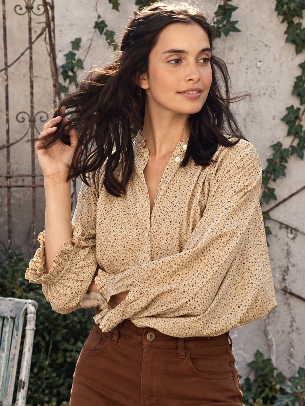 DÔEN Rose Top in Cream Parc Monceau Size M